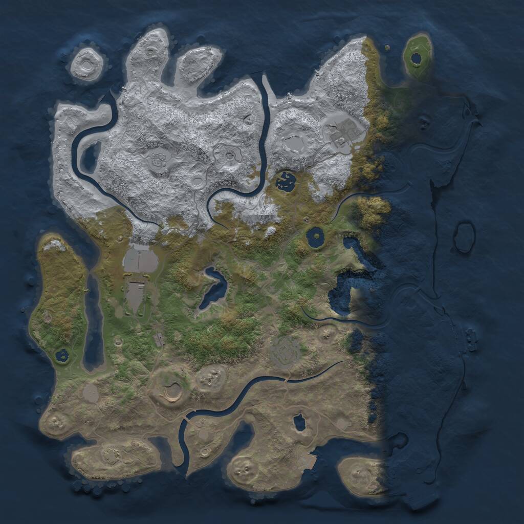 Rust Map: Procedural Map, Size: 4050, Seed: 1606041636, 11 Monuments