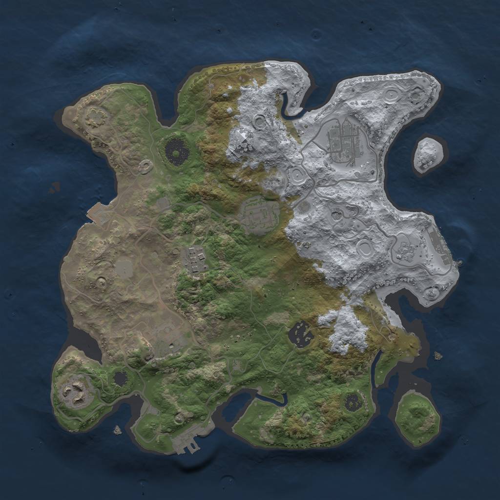 Rust Map: Procedural Map, Size: 3000, Seed: 2037384657, 14 Monuments