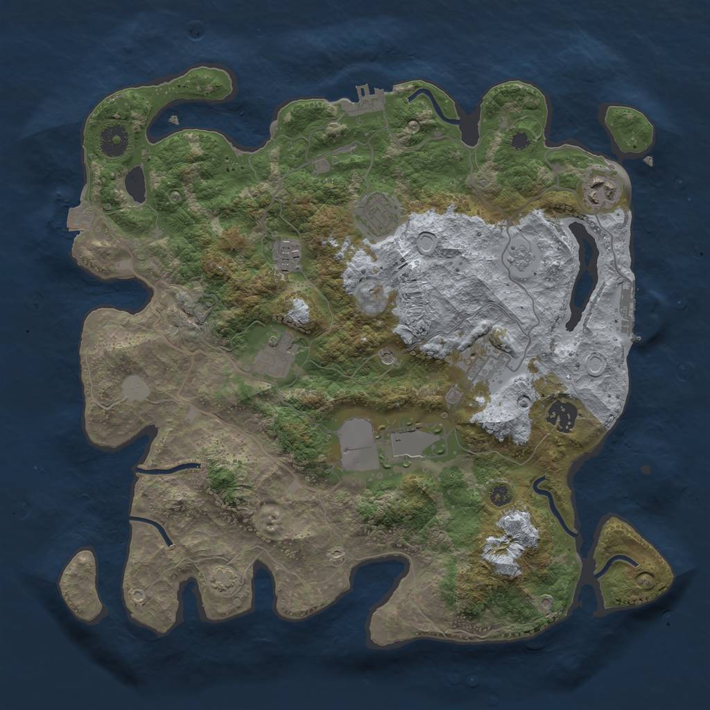 Rust Map: Procedural Map, Size: 3500, Seed: 1221908113, 15 Monuments