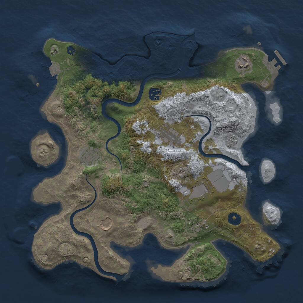 Rust Map: Procedural Map, Size: 3500, Seed: 1702830819, 12 Monuments