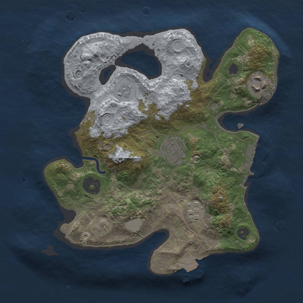 Rust Map: Procedural Map, Size: 2550, Seed: 1338803969, 8 Monuments