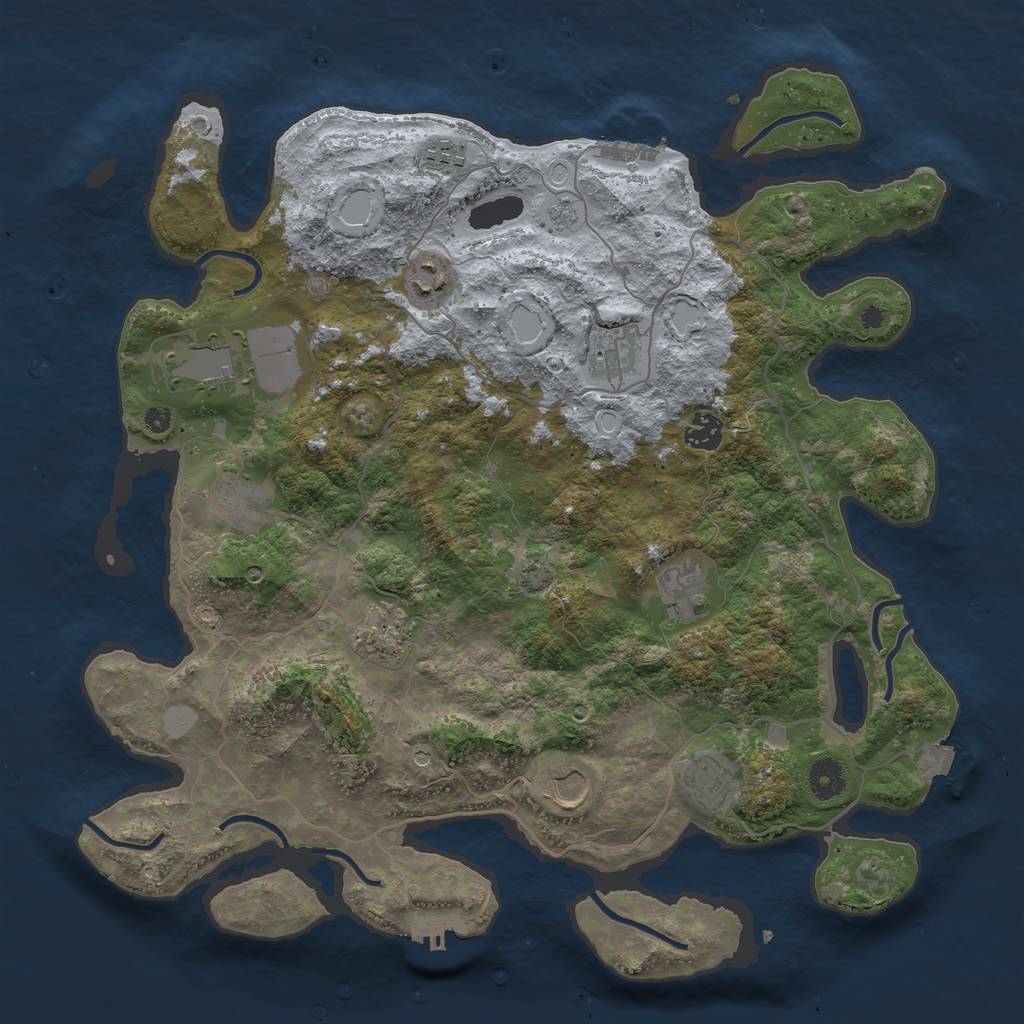 Rust Map: Procedural Map, Size: 4000, Seed: 983564, 18 Monuments
