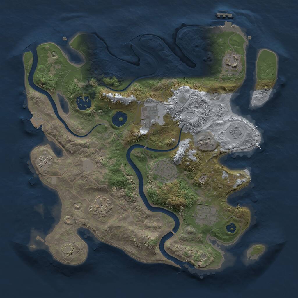 Rust Map: Procedural Map, Size: 3000, Seed: 1003629029, 12 Monuments
