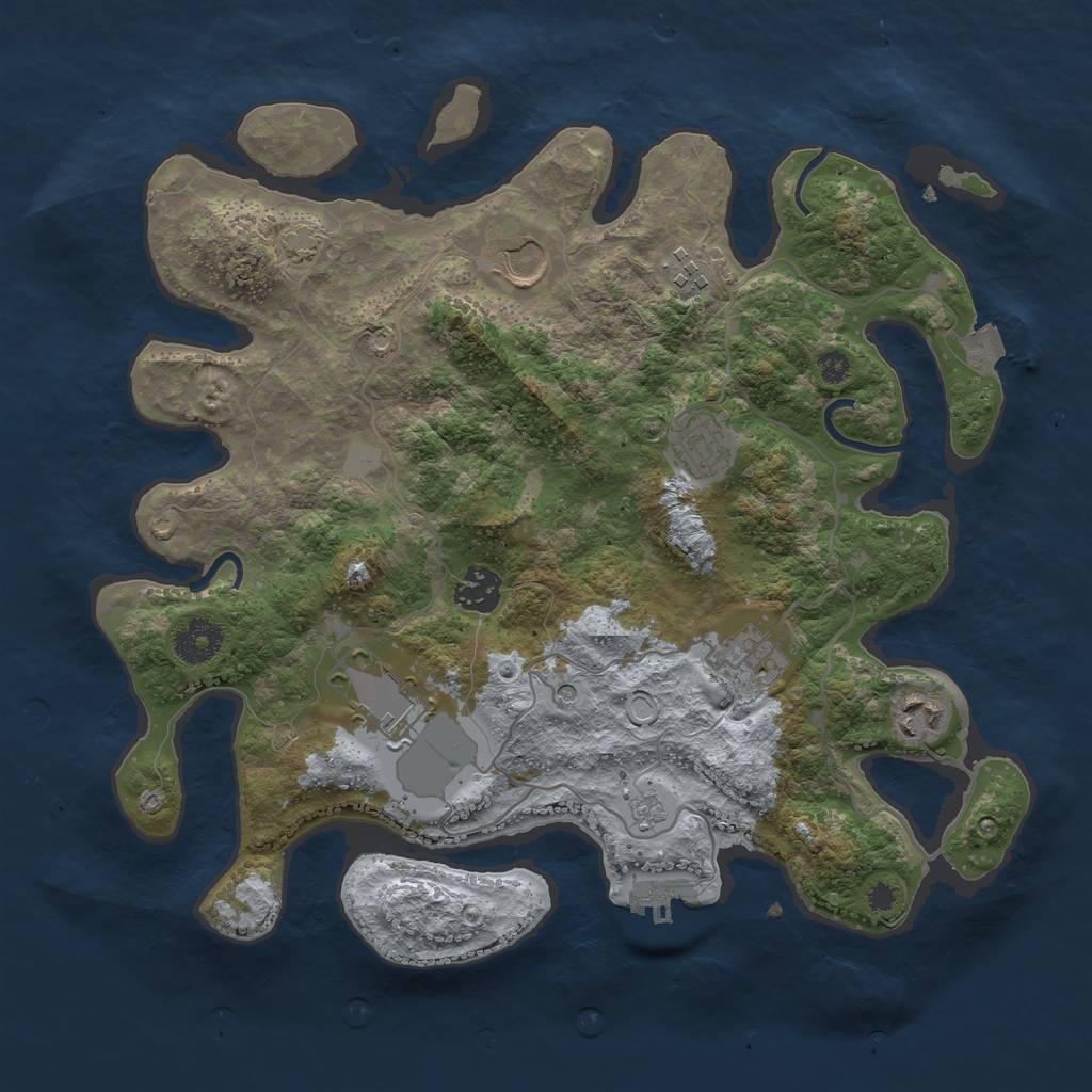 Rust Map: Procedural Map, Size: 3500, Seed: 847885842, 14 Monuments