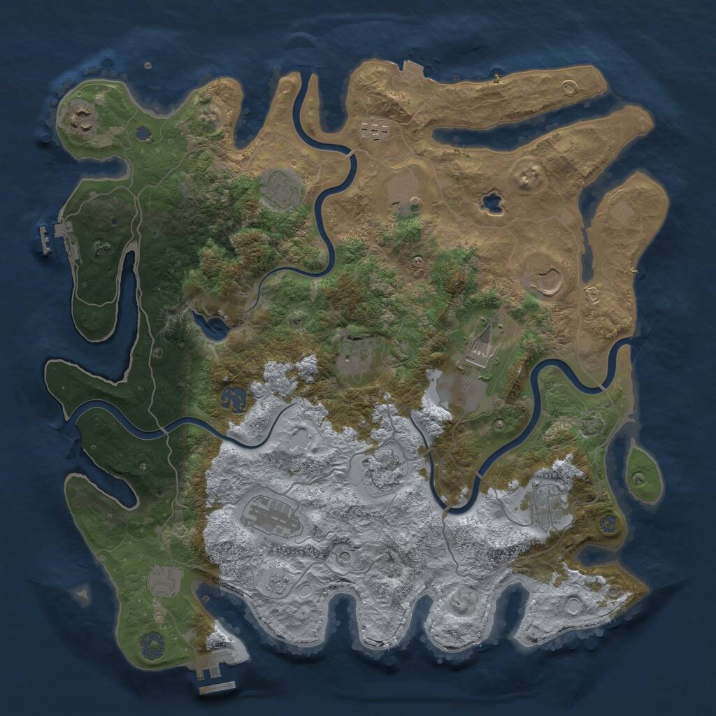 Rust Map: Procedural Map, Size: 4000, Seed: 700845326, 19 Monuments