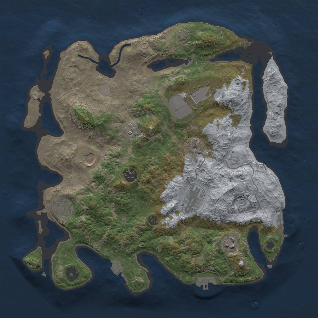 Rust Map: Procedural Map, Size: 3500, Seed: 93659274, 15 Monuments