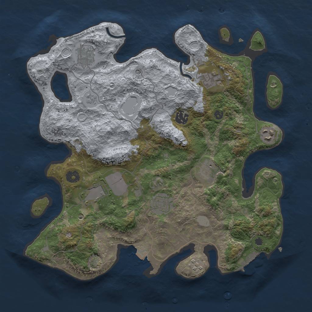 Rust Map: Procedural Map, Size: 3500, Seed: 61242069, 15 Monuments
