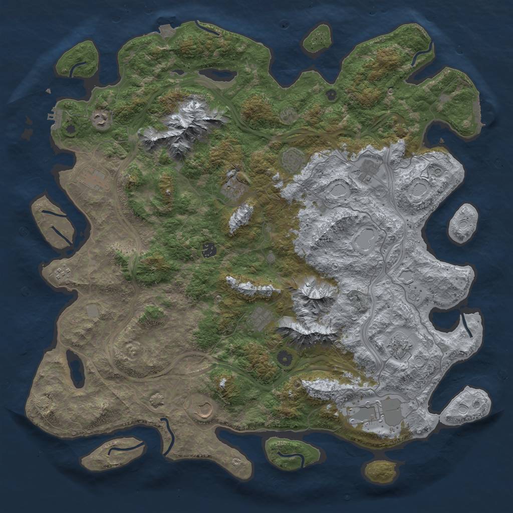Rust Map: Procedural Map, Size: 5000, Seed: 877966562, 19 Monuments