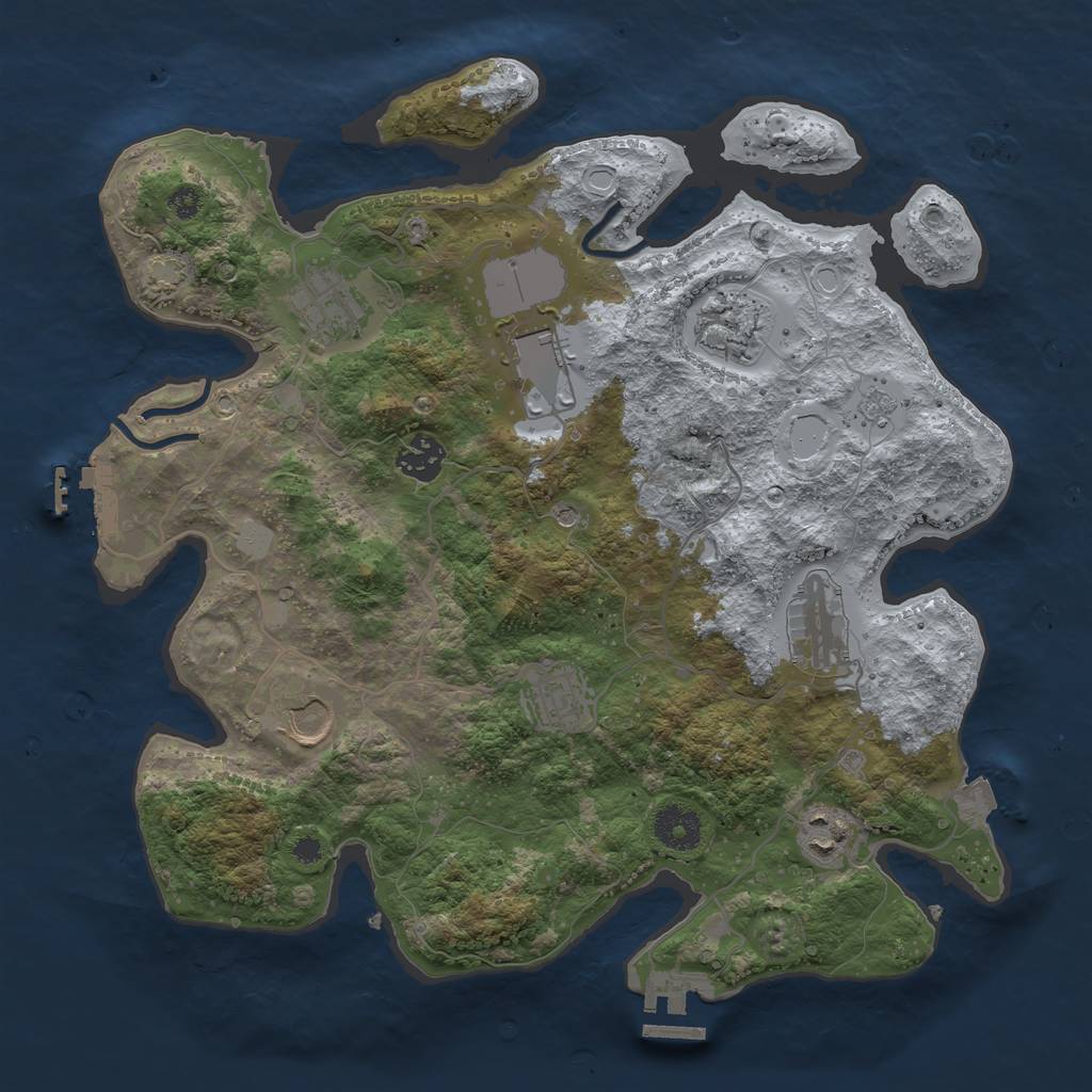 Rust Map: Procedural Map, Size: 3500, Seed: 484659755, 16 Monuments