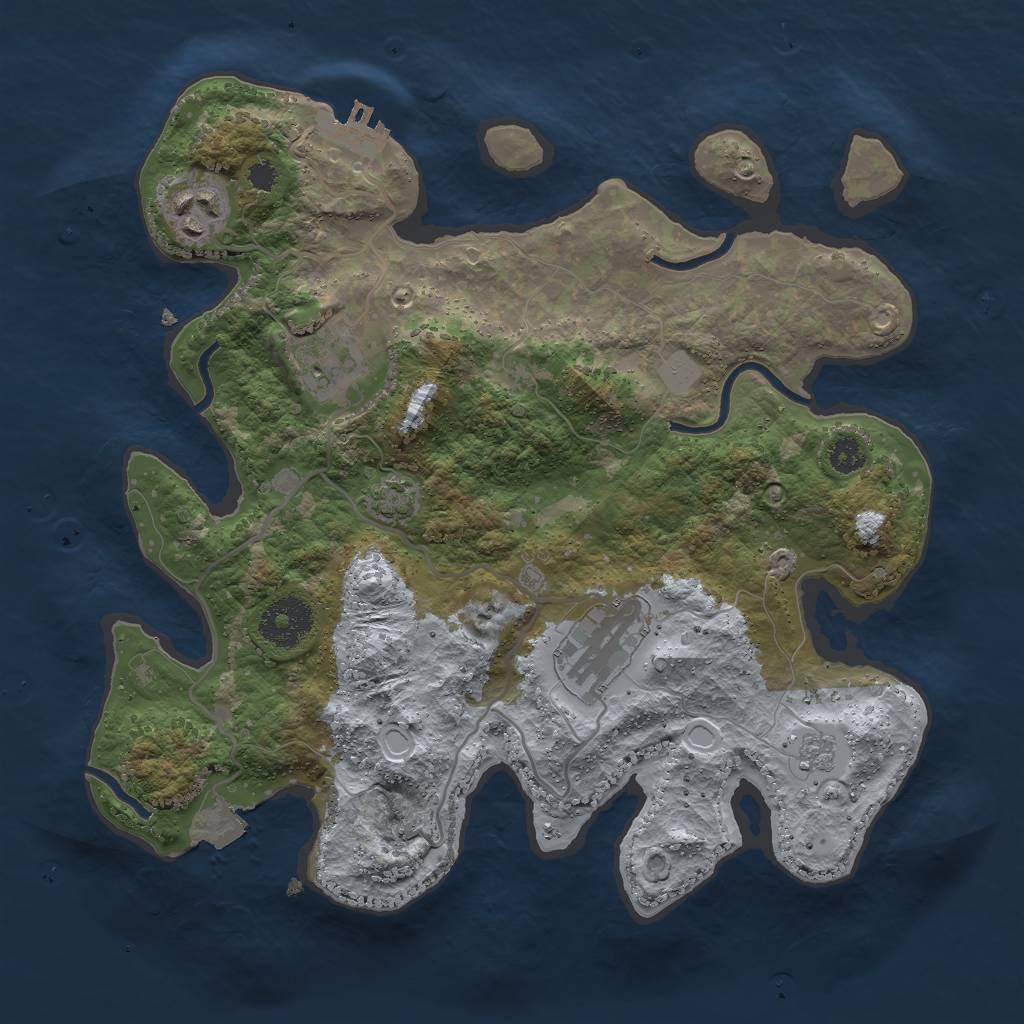 Rust Map: Procedural Map, Size: 3000, Seed: 3526701, 9 Monuments