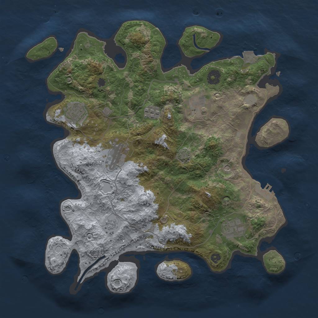 Rust Map: Procedural Map, Size: 3300, Seed: 716611593, 12 Monuments