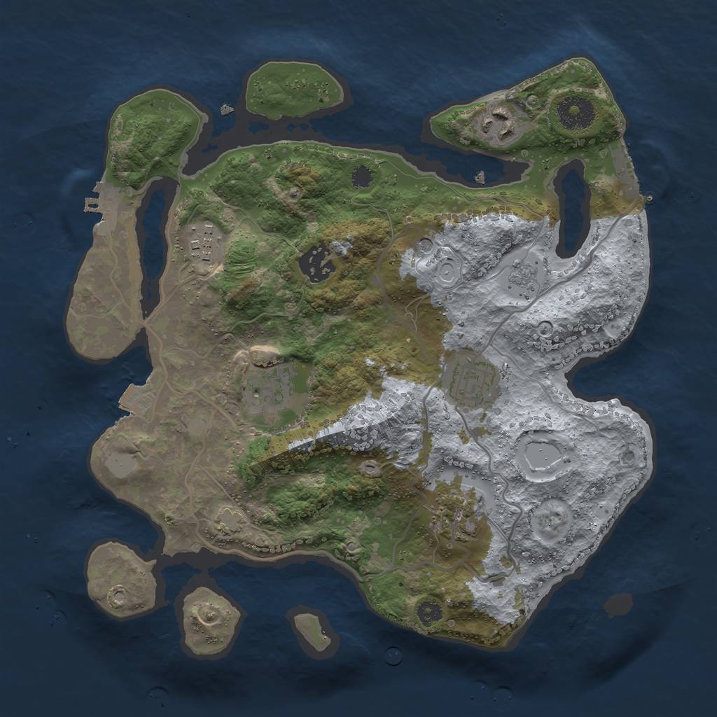 Rust Map: Procedural Map, Size: 3000, Seed: 44418, 14 Monuments