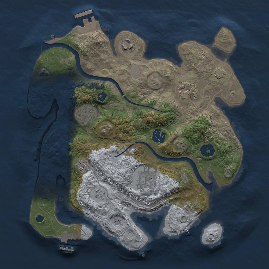 Rust Map: Procedural Map, Size: 3000, Seed: 514280, 12 Monuments