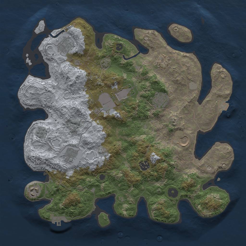Rust Map: Procedural Map, Size: 3600, Seed: 30931730, 16 Monuments