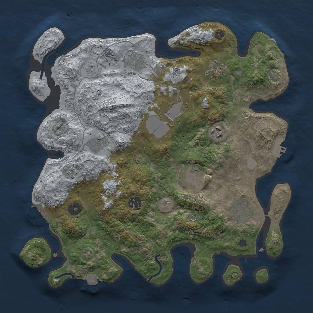 Rust Map: Procedural Map, Size: 3500, Seed: 378846884, 17 Monuments