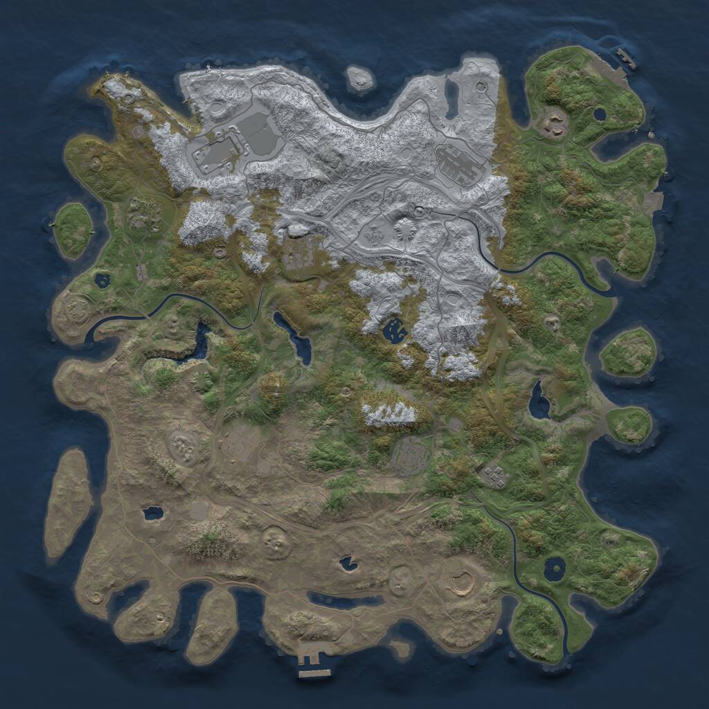 Rust Map: Procedural Map, Size: 4500, Seed: 1344012666, 16 Monuments