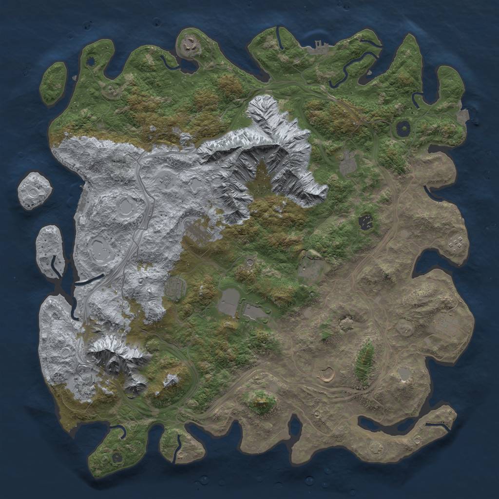 Rust Map: Procedural Map, Size: 5000, Seed: 5425, 19 Monuments