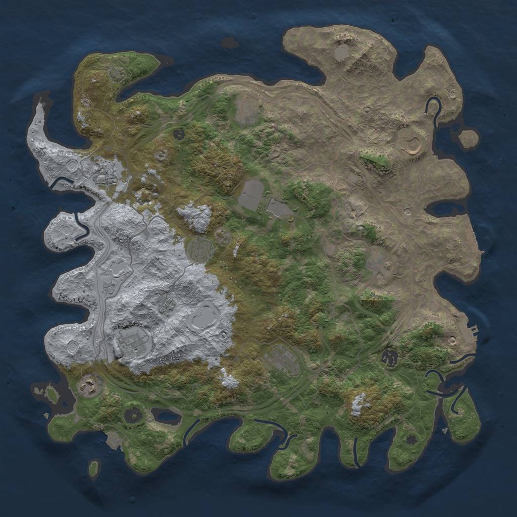 Rust Map: Procedural Map, Size: 4500, Seed: 1212987240, 19 Monuments