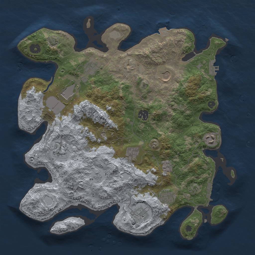 Rust Map: Procedural Map, Size: 3600, Seed: 60, 18 Monuments