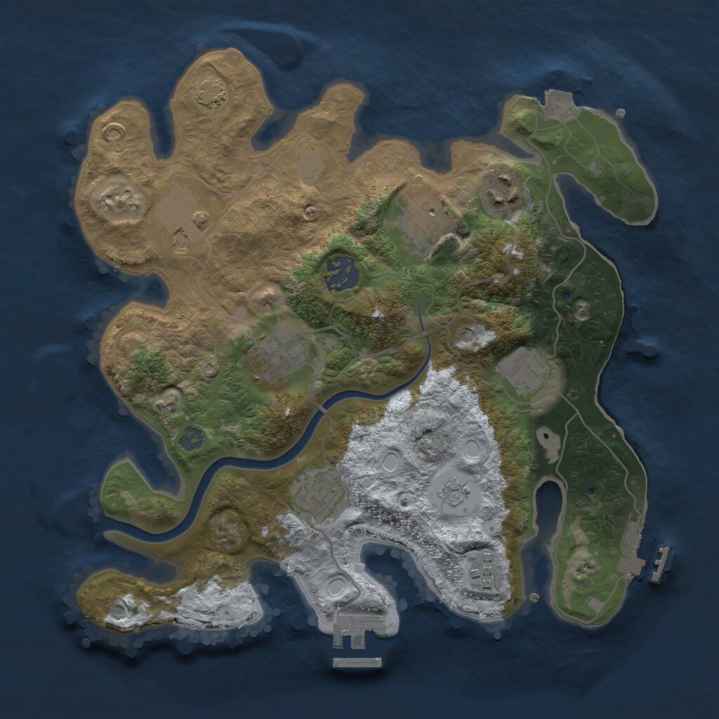 Rust Map: Procedural Map, Size: 3000, Seed: 4525, 15 Monuments