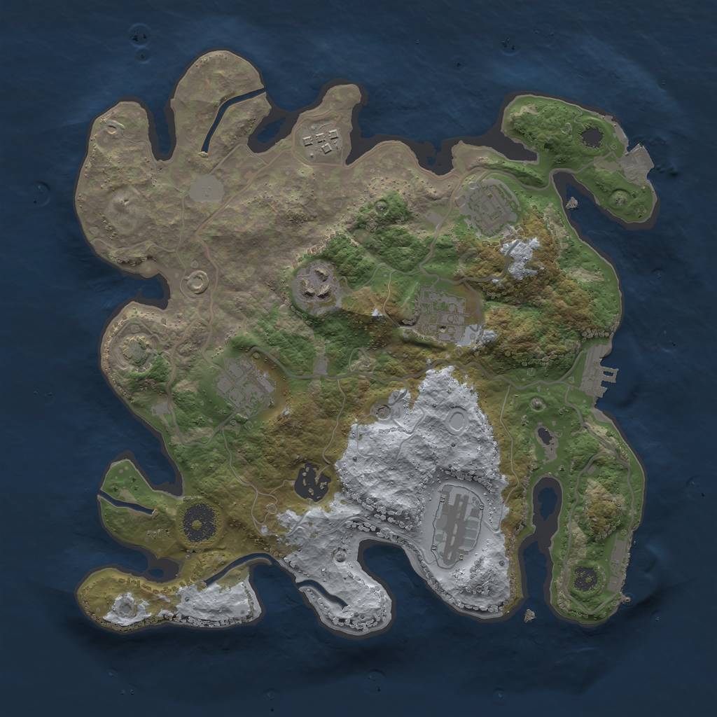Rust Map: Procedural Map, Size: 3000, Seed: 4525, 14 Monuments
