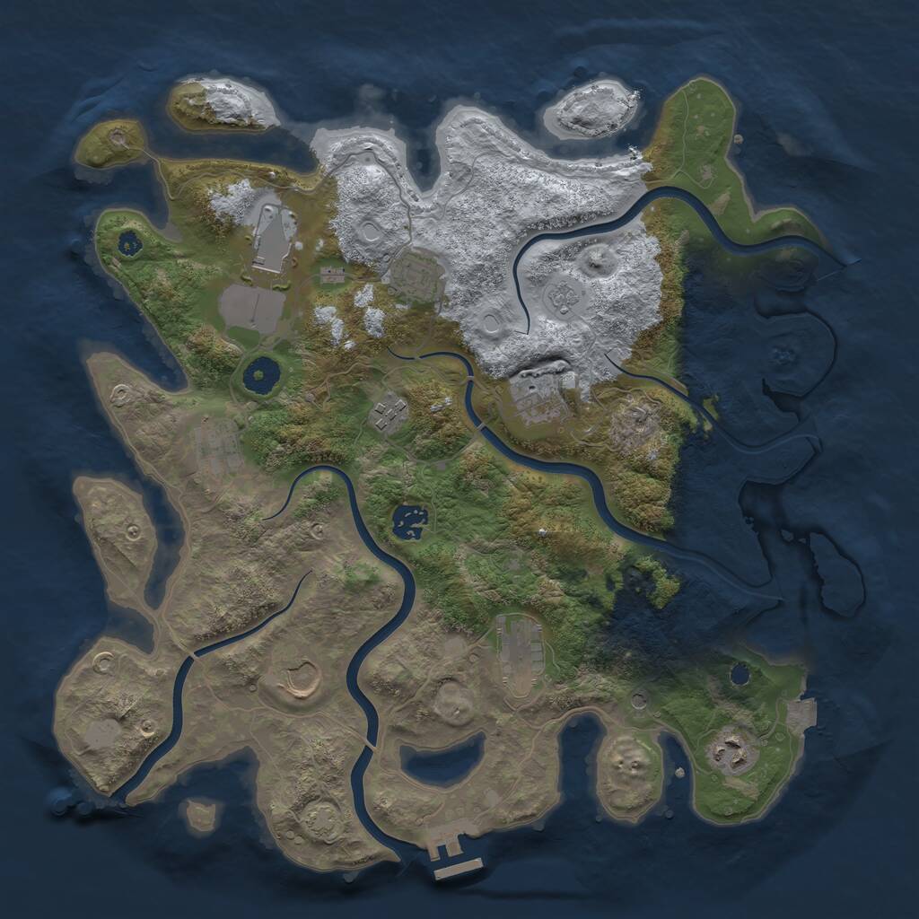 Rust Map: Procedural Map, Size: 3800, Seed: 154589913, 14 Monuments