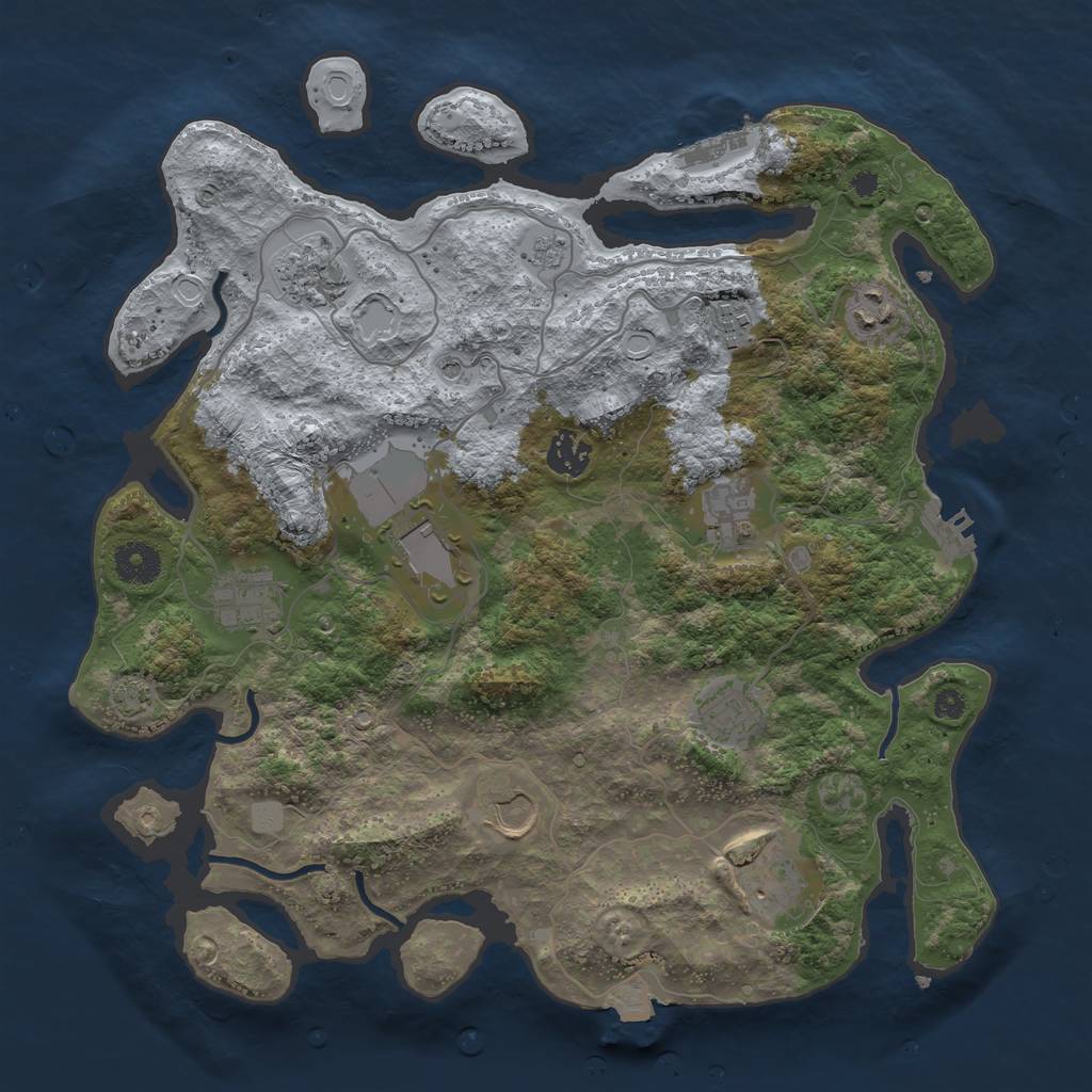 Rust Map: Procedural Map, Size: 3650, Seed: 621210073, 18 Monuments