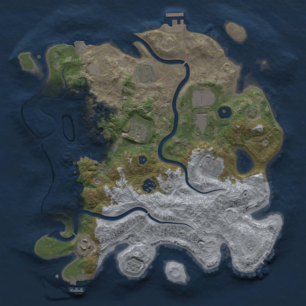 Rust Map: Procedural Map, Size: 3500, Seed: 760000677, 13 Monuments