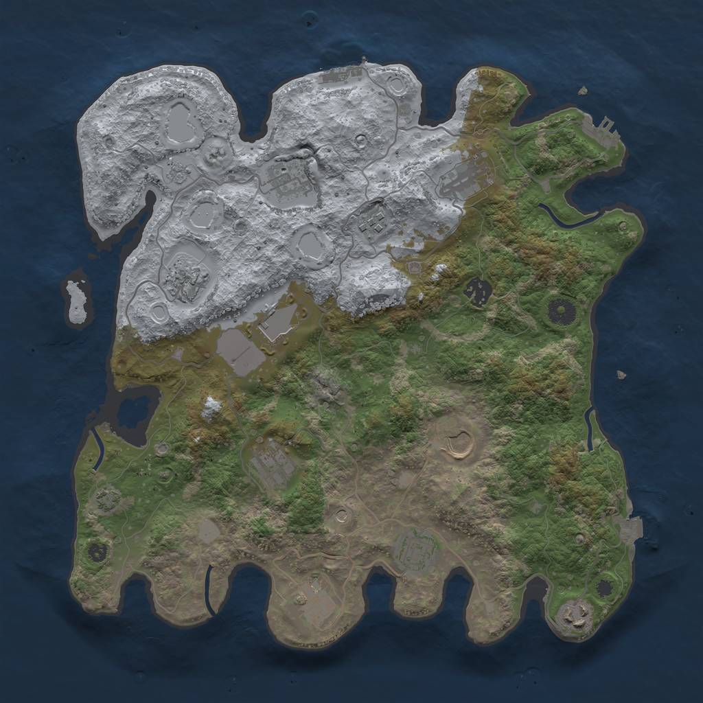 Rust Map: Procedural Map, Size: 3800, Seed: 93467982, 19 Monuments