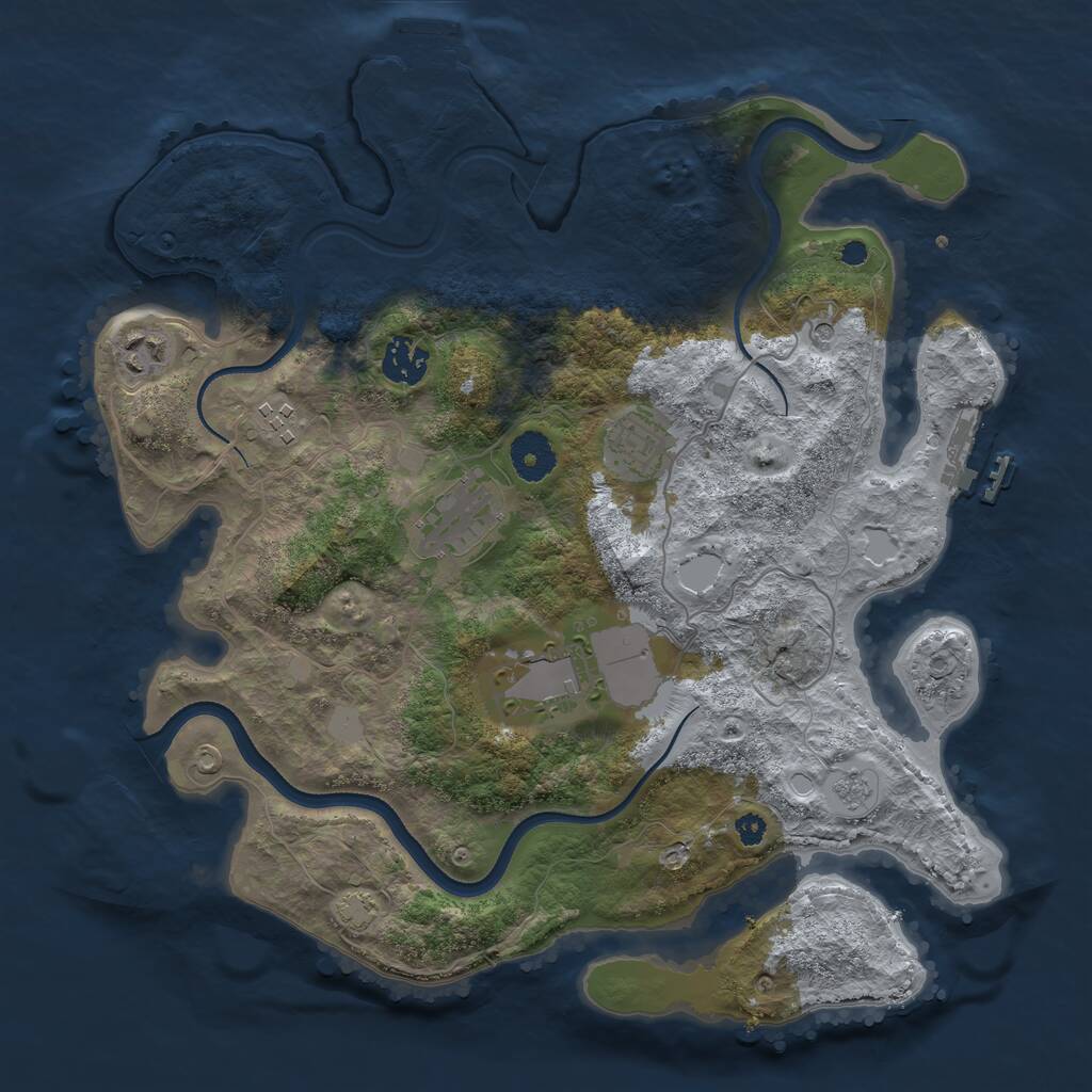Rust Map: Procedural Map, Size: 3500, Seed: 707703885, 12 Monuments