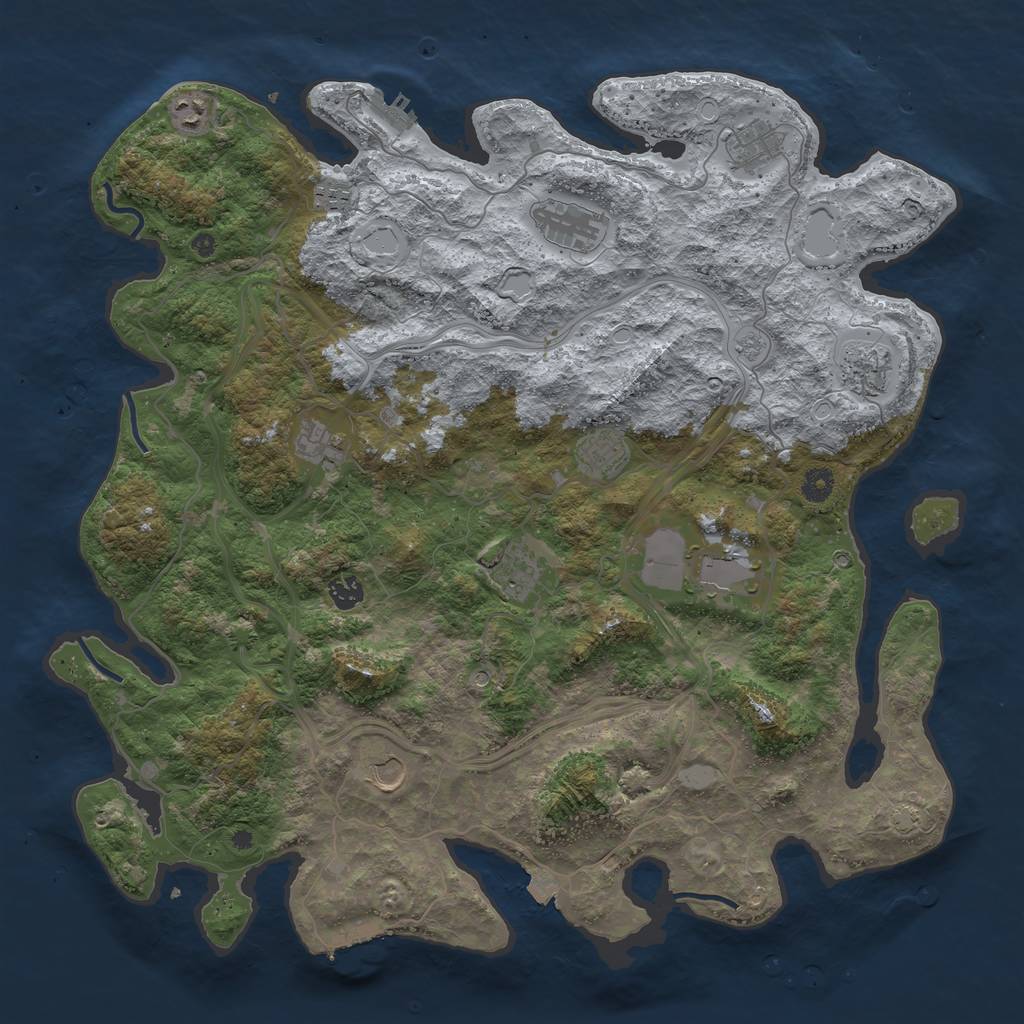 Rust Map: Procedural Map, Size: 4500, Seed: 123423445, 19 Monuments