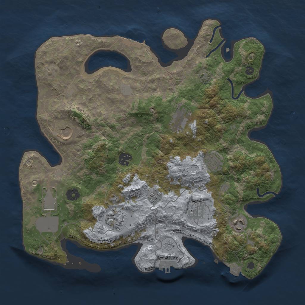 Rust Map: Procedural Map, Size: 3500, Seed: 870419350, 16 Monuments