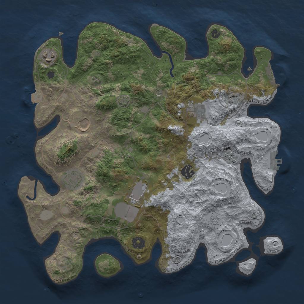 Rust Map: Procedural Map, Size: 3500, Seed: 2626877, 15 Monuments