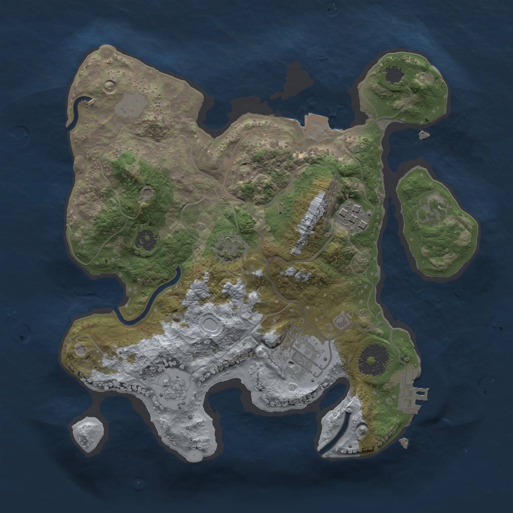 Rust Map: Procedural Map, Size: 2500, Seed: 1992473, 8 Monuments