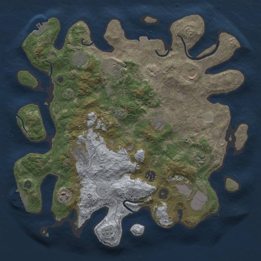 Rust Map: Procedural Map, Size: 3700, Seed: 1299253328, 18 Monuments