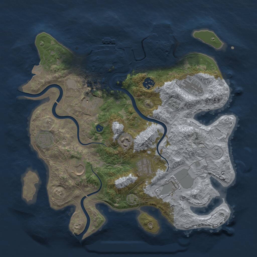 Rust Map: Procedural Map, Size: 3500, Seed: 16948193, 15 Monuments