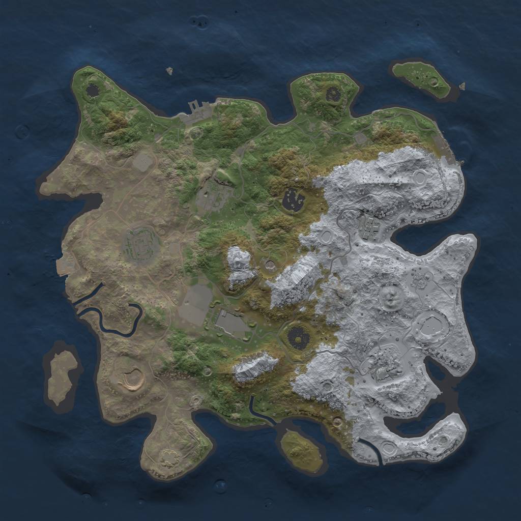 Rust Map: Procedural Map, Size: 3500, Seed: 16948193, 15 Monuments