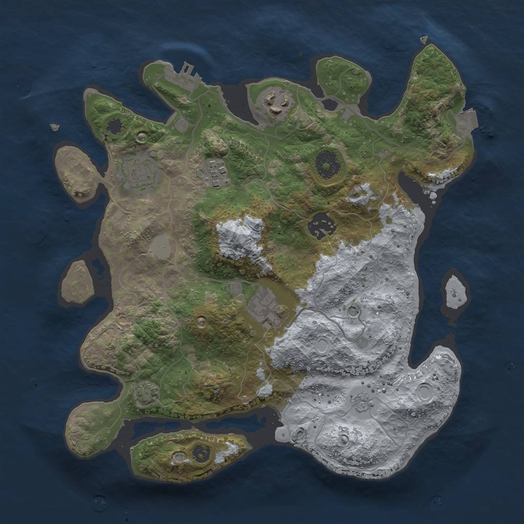 Rust Map: Procedural Map, Size: 3000, Seed: 84688755, 12 Monuments