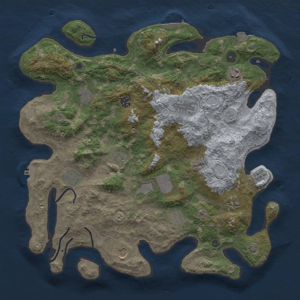 Rust Map: Procedural Map, Size: 4096, Seed: 60761202, 19 Monuments