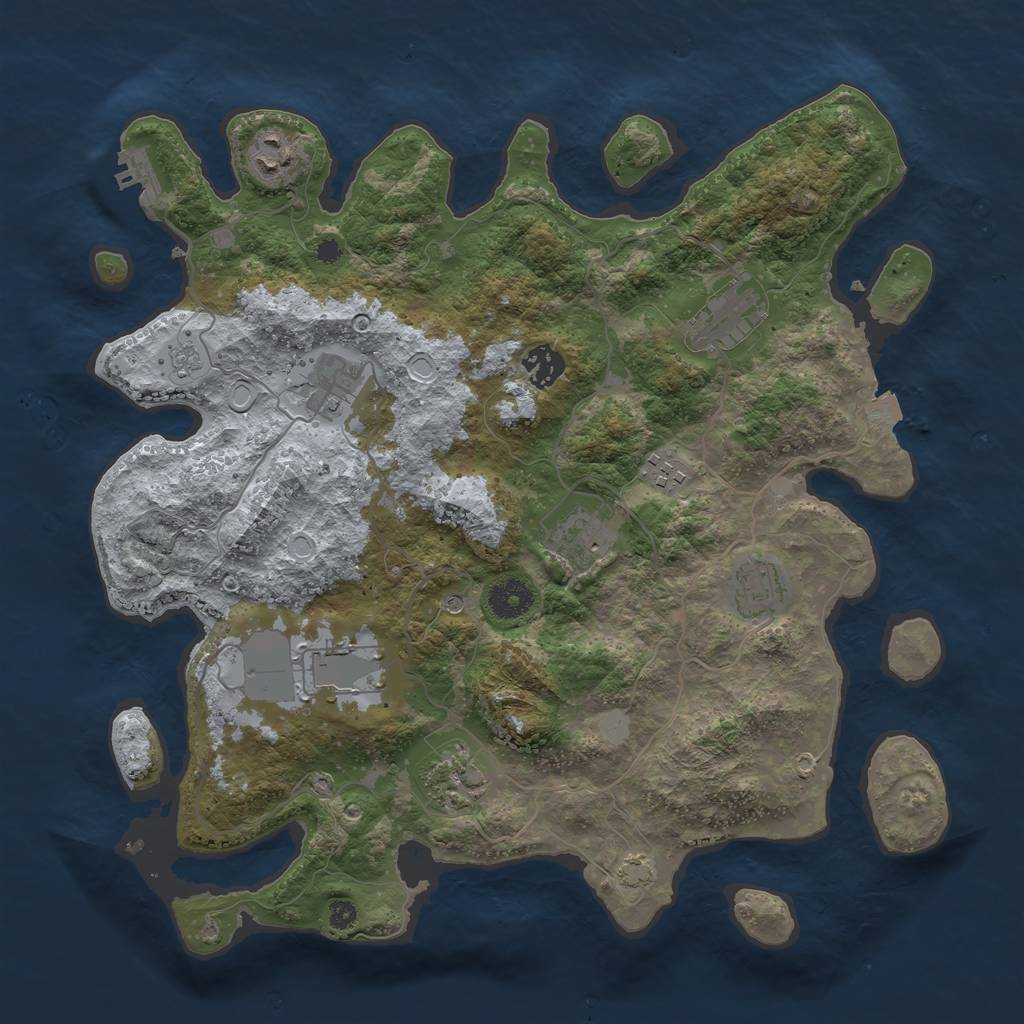 Rust Map: Procedural Map, Size: 3700, Seed: 1096996325, 16 Monuments