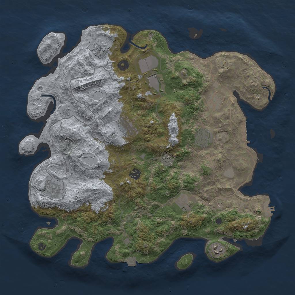 Rust Map: Procedural Map, Size: 4000, Seed: 610979258, 18 Monuments
