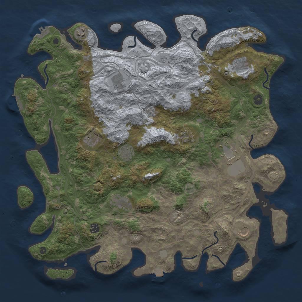 Rust Map: Procedural Map, Size: 4500, Seed: 1301322991, 19 Monuments