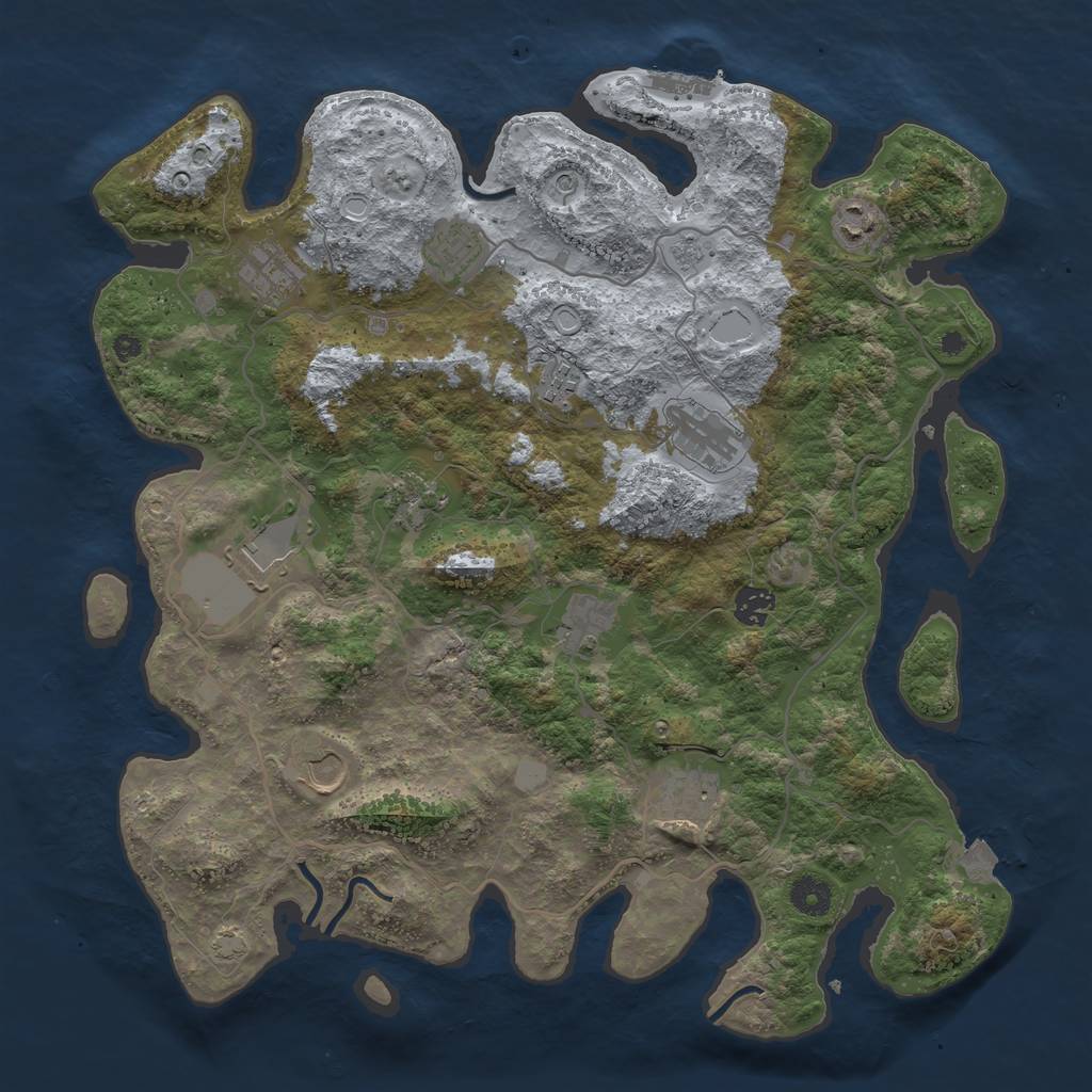 Rust Map: Procedural Map, Size: 4000, Seed: 18123, 18 Monuments