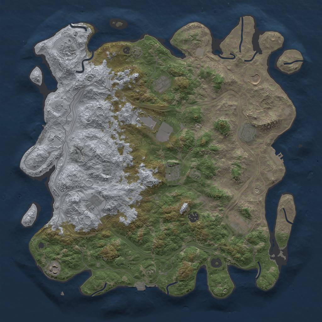 Rust Map: Procedural Map, Size: 4500, Seed: 1925080609, 19 Monuments