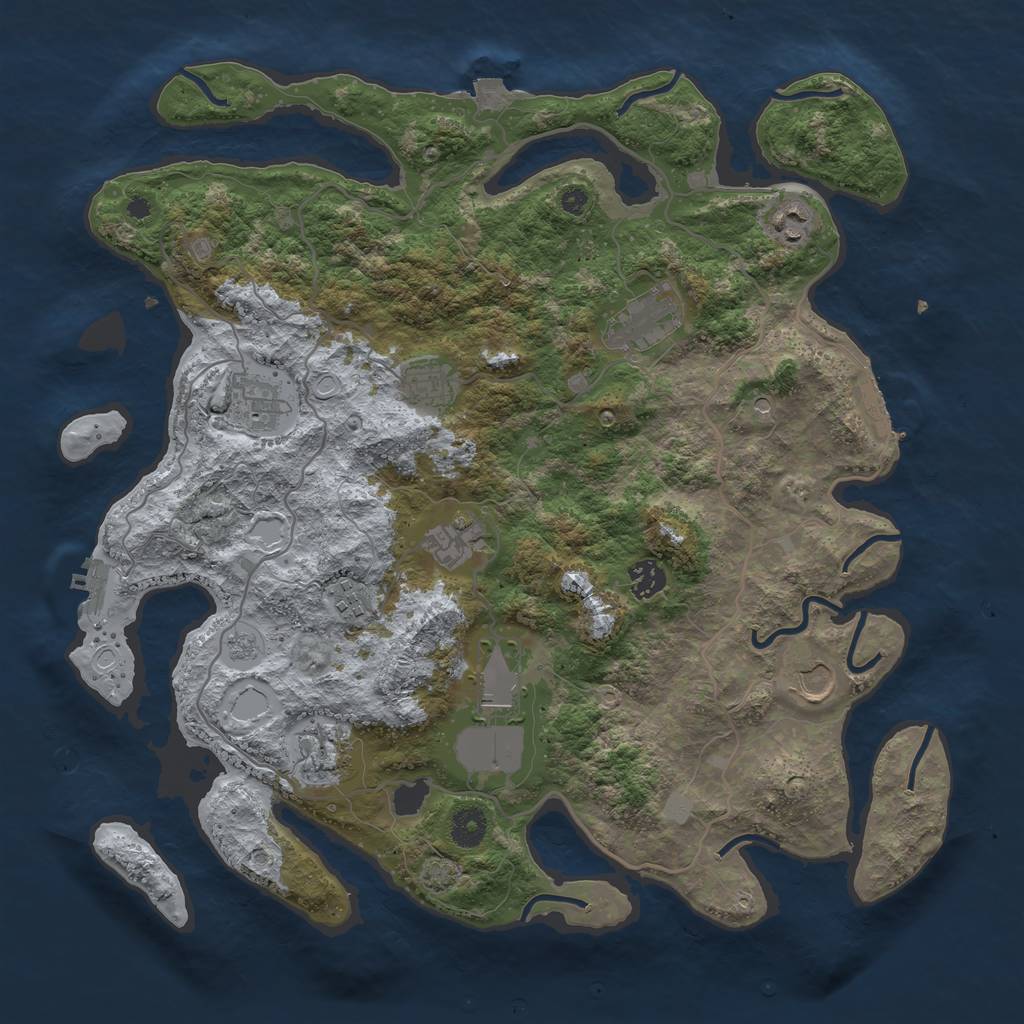 Rust Map: Procedural Map, Size: 4000, Seed: 1849245, 18 Monuments