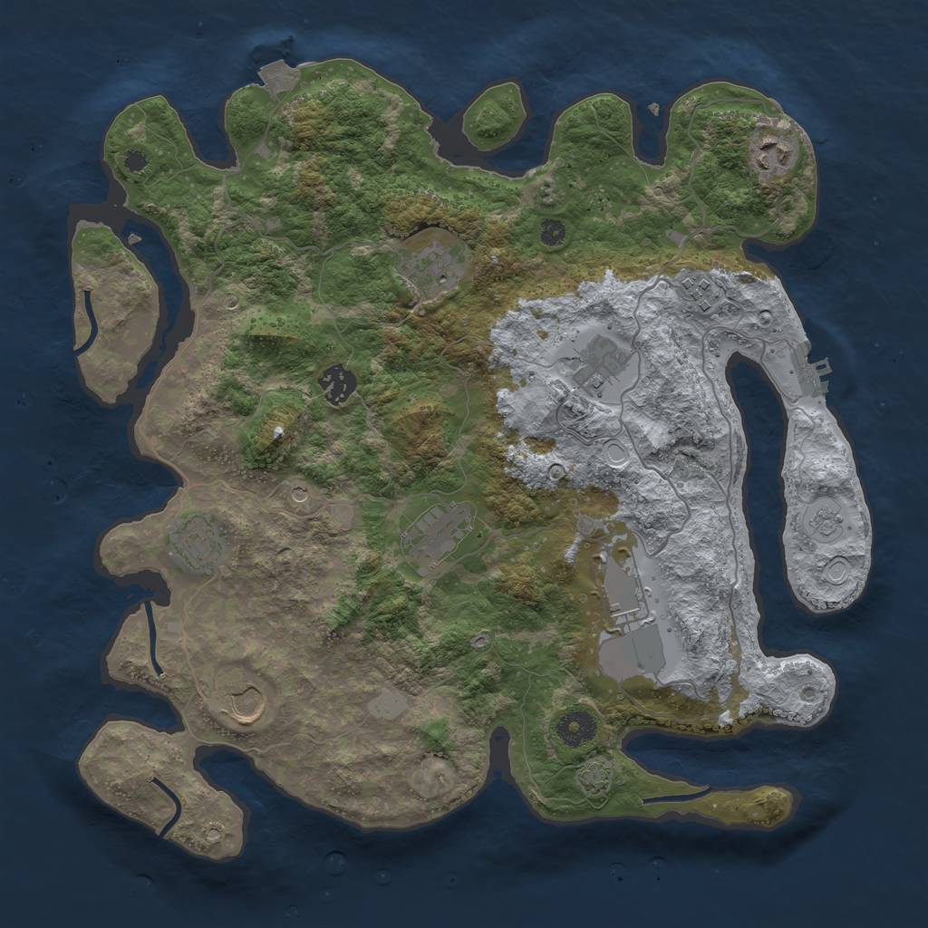 Rust Map: Procedural Map, Size: 3700, Seed: 528617453, 16 Monuments