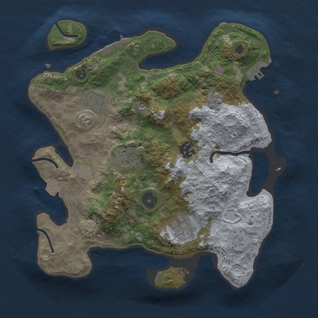 Rust Map: Procedural Map, Size: 3000, Seed: 410494, 13 Monuments