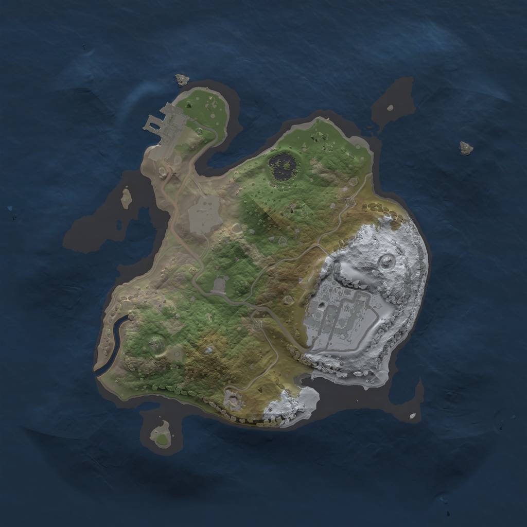 Rust Map: Procedural Map, Size: 2000, Seed: 2144393286, 5 Monuments