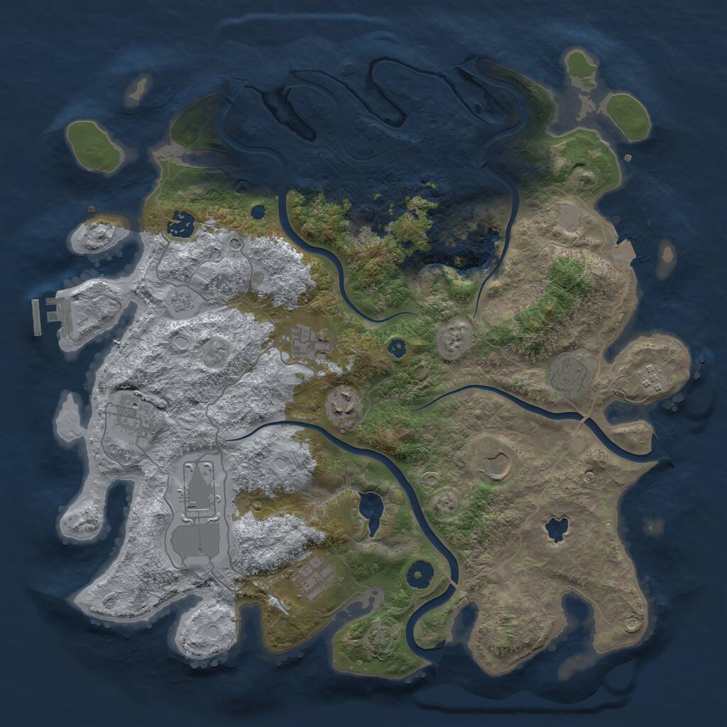 Rust Map: Procedural Map, Size: 4000, Seed: 1966468535, 14 Monuments