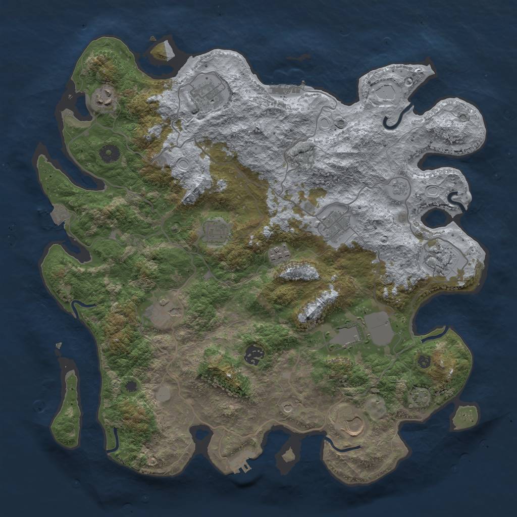 Rust Map: Procedural Map, Size: 4000, Seed: 1339187669, 18 Monuments